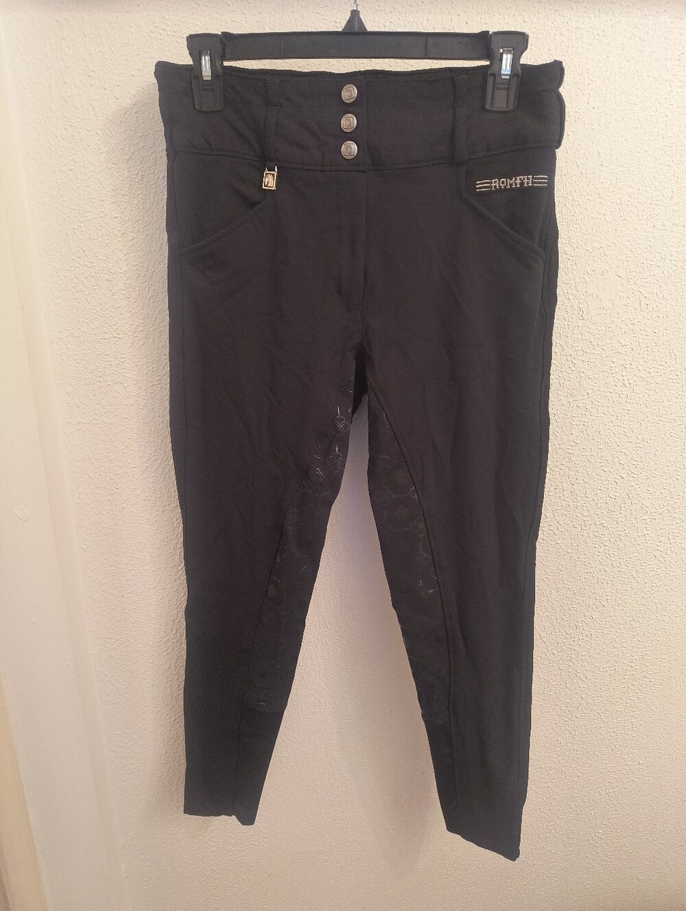 ROMFH Women's Isabella Black Full Seat Grip Breeches 30R Horse Riding Equestrian